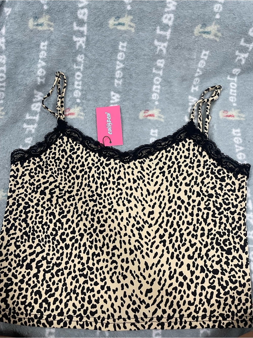 y2k Leopard-Print Lace Trim Cami